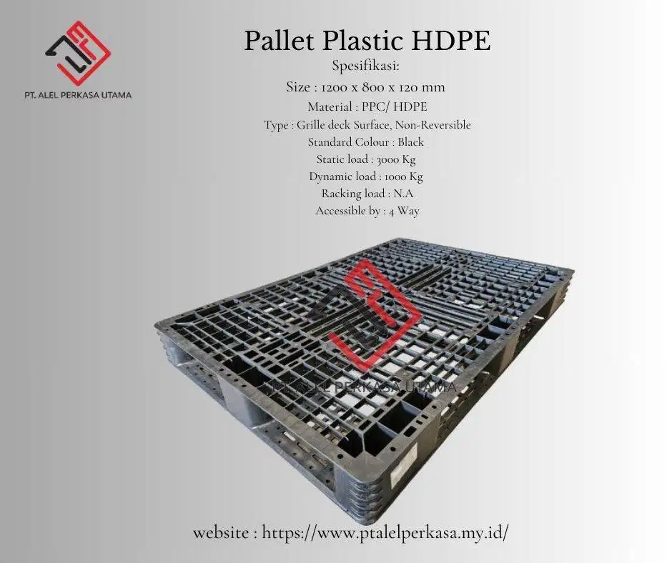 Pallet Plastik HDPE Ukuran 1200 x 800 x 120 mm