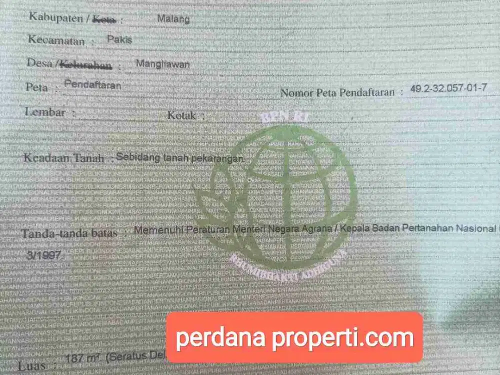 Tanah Murah Jalan Anggodo Mangliawan Sawojajar II Kabupaten Malang