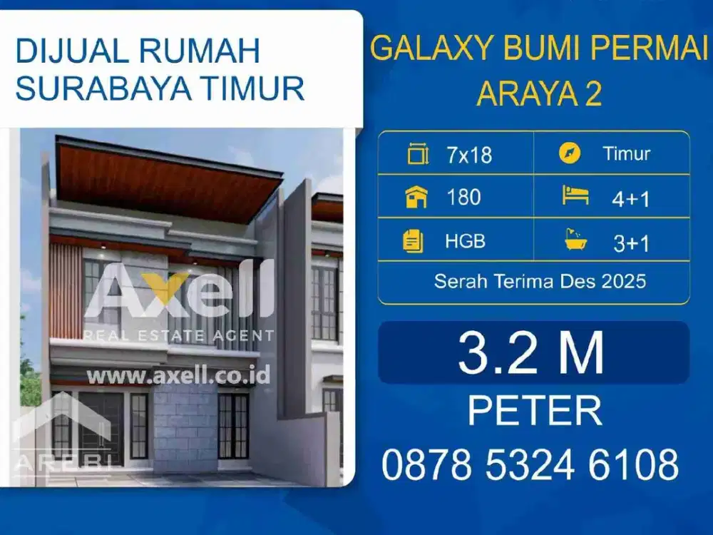 Rumah Galaxy Bumi Permai Araya 2 Dijual