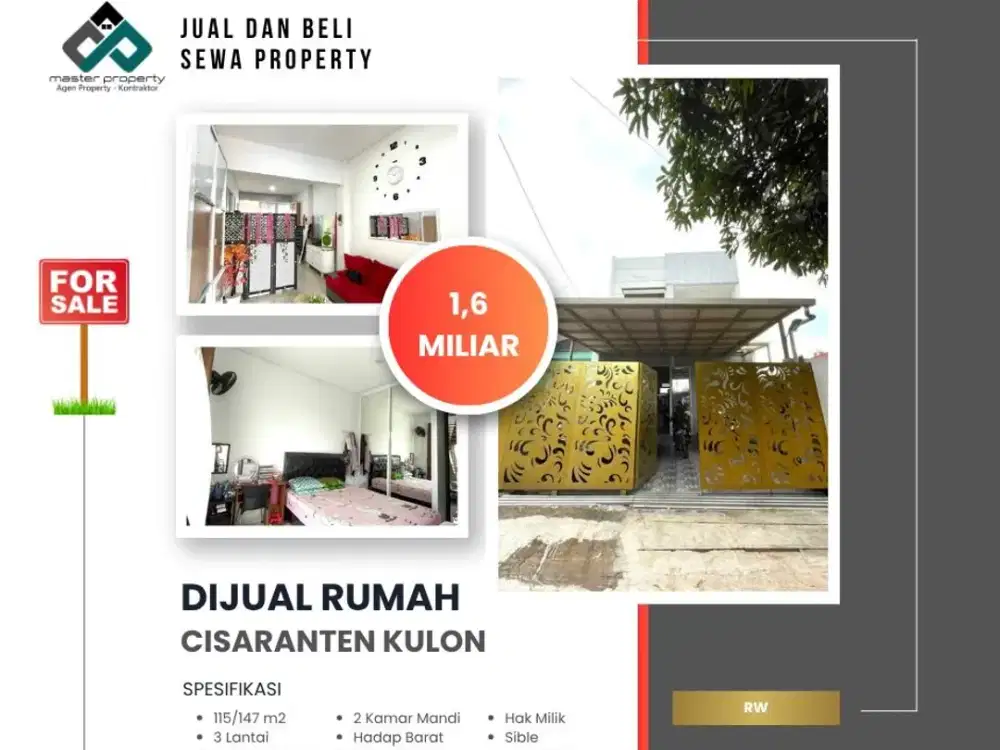 Rumah 3 lantai nyaman terawat di Cisaranten Kulon Arcamanik Bandung