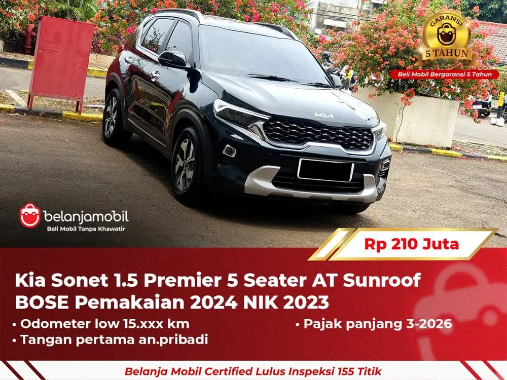 [ GARANSI 5TH ] Kia Sonet 1.5 Premier 5 Seater Sunroof BOSE 2023/2024