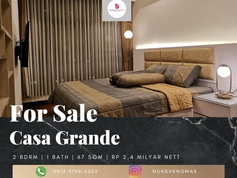 Dijual Apartement Casa Grande 2BR Full Furnished Lantai Rendah