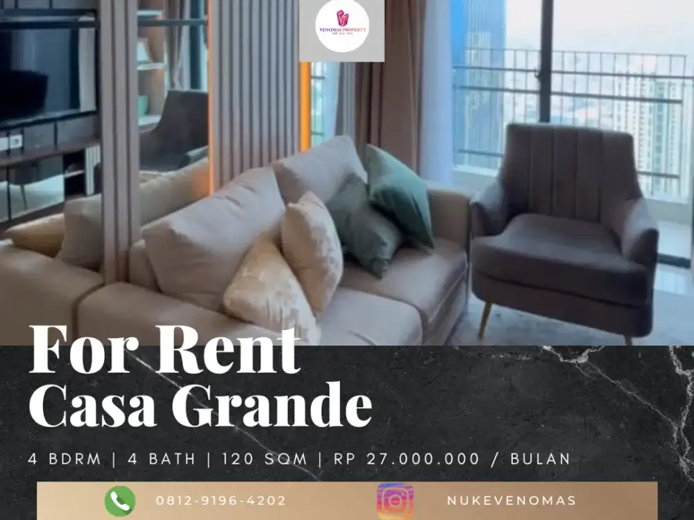 Disewakan Apartement Casa Grande 3BR+1 Full Furnished Tower Angelo