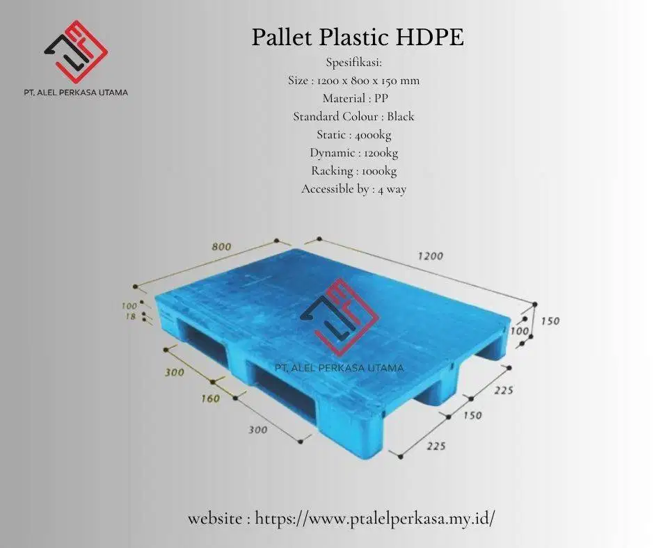Pallet Plastik HDPE 1200 x 800 x 150 mm