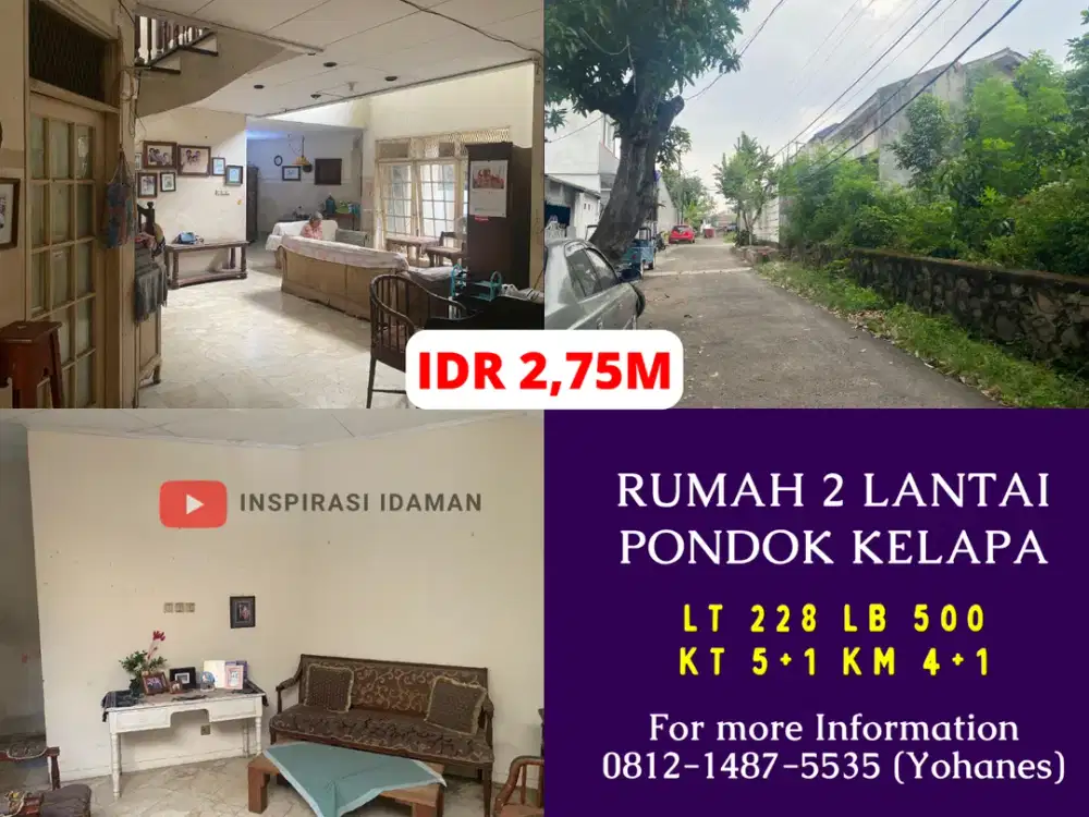 Rumah 2 lantai 228mtr pondok kelapa