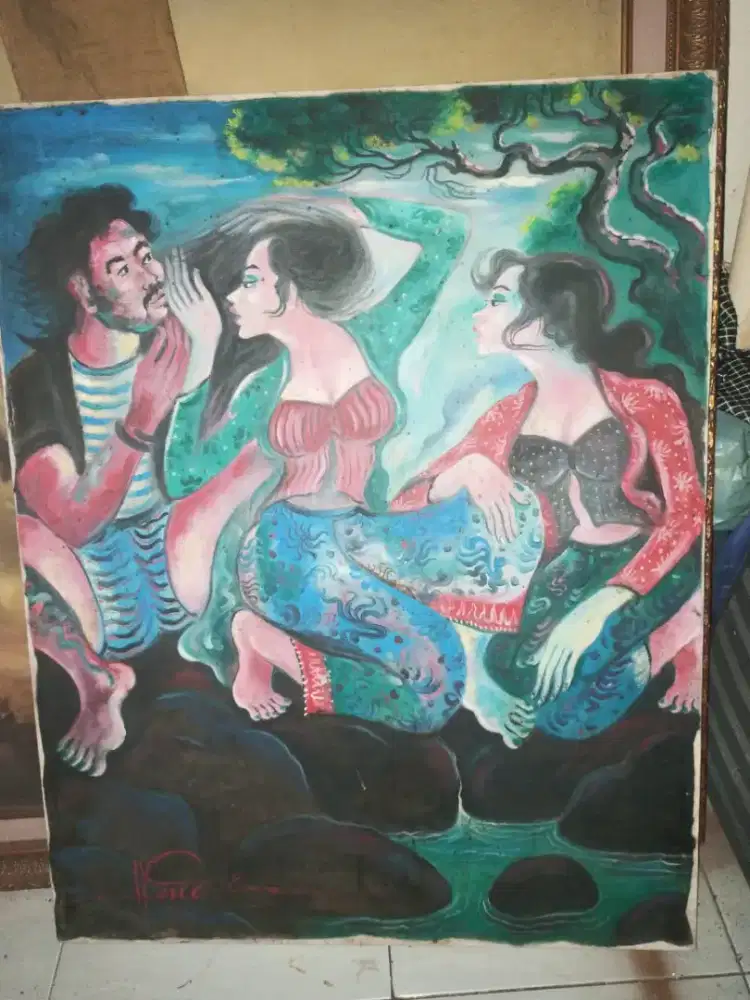Lukisan Dekorasi Repro Hendra Gunawan. uk 98 x 78 cm
