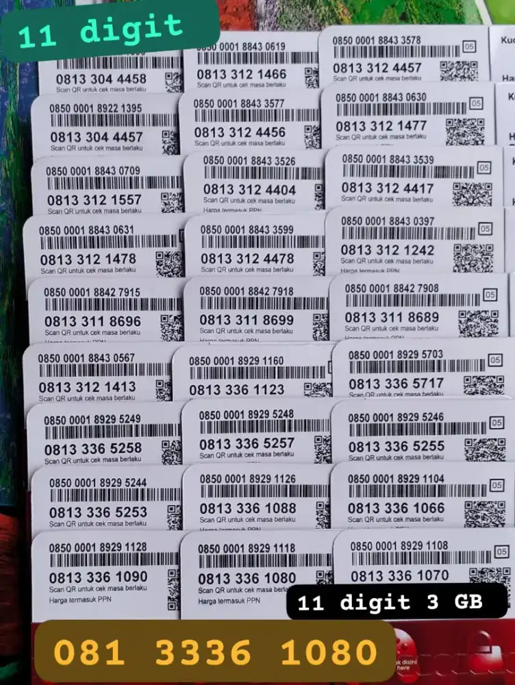 NOMOR  SIMPATI 11 DIGIT ISI 3 GB KUOTA NASIONAL BERLAKU SATU BULAN.