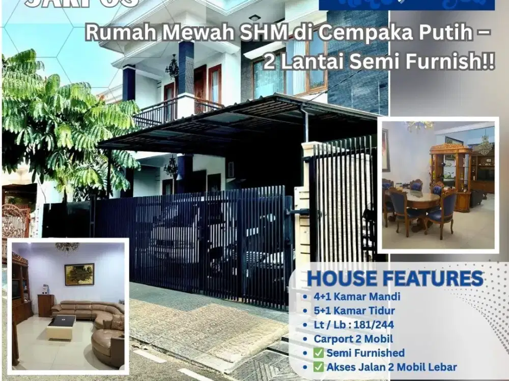 Rumah Mewah SHM di Cempaka Putih Jakarta Pusat – 2 Lantai Semi Furnish! DD328