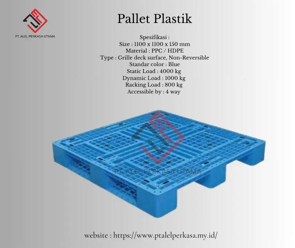 Pallet Plastik Biru 1100x1100x150mm PPC/HDPE