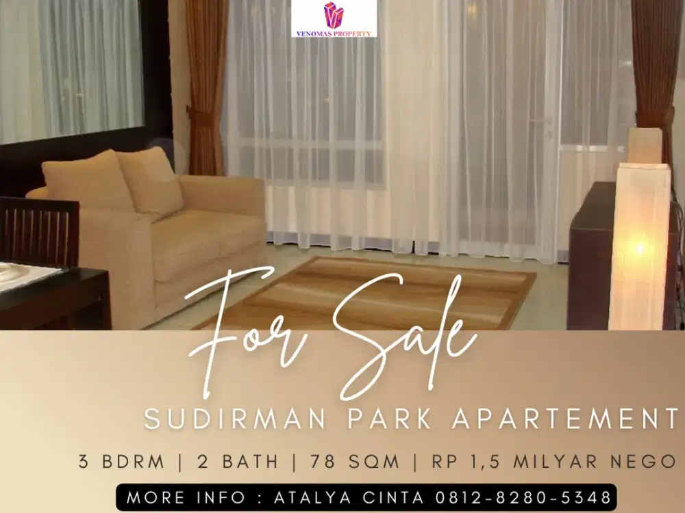 Dijual Apartement Sudirman Park Low Floor 3BR Full Furnished