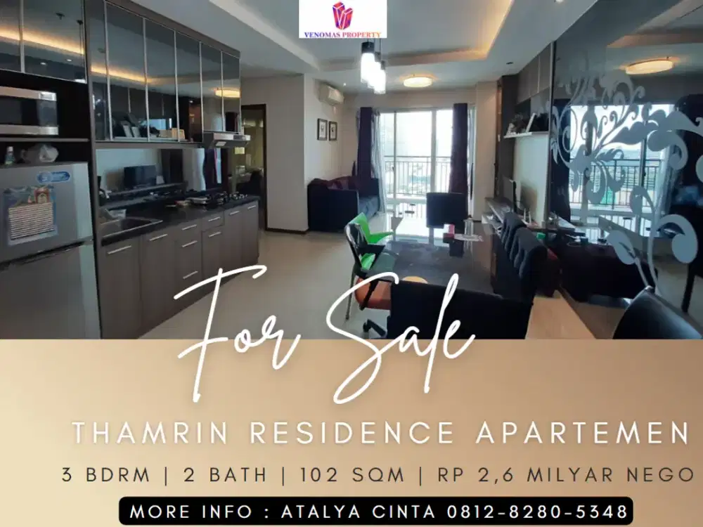 Dijual Apartement Thamrin Residence Middle Floor 3BR Furnished View GI