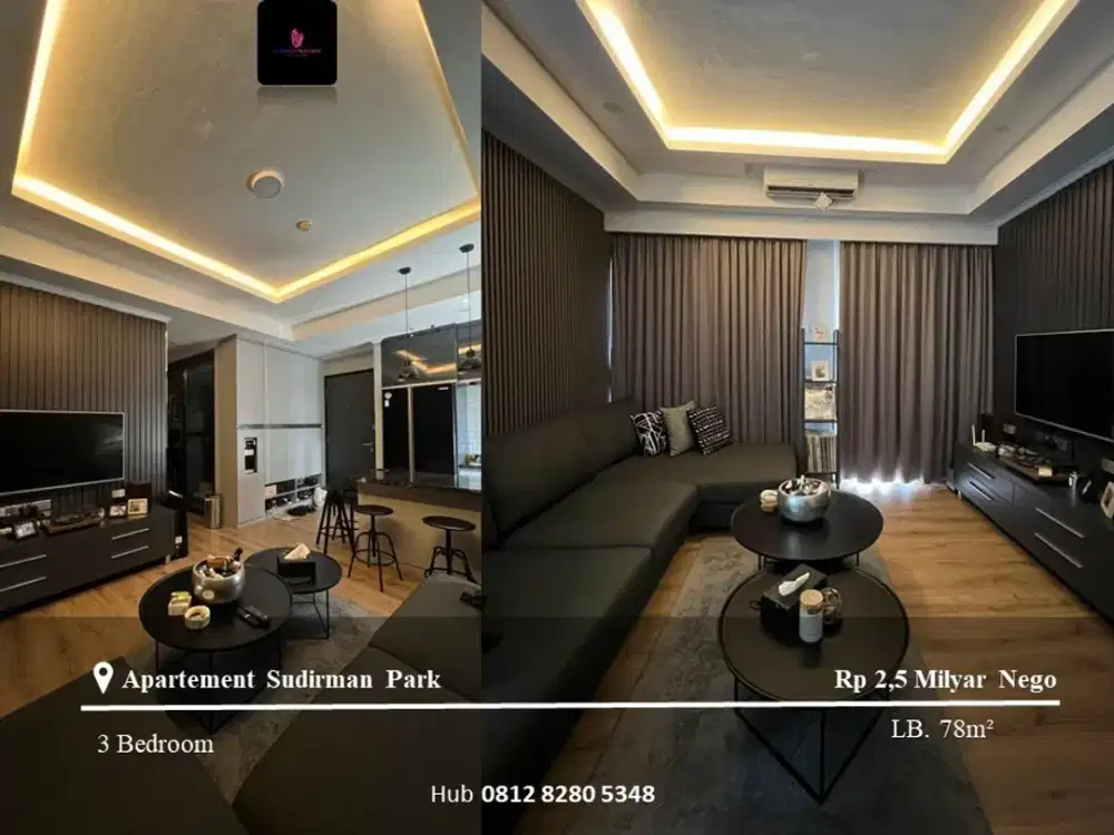 Dijual Apartement Sudirman Park High Floor 3BR Full Furnished Tower B