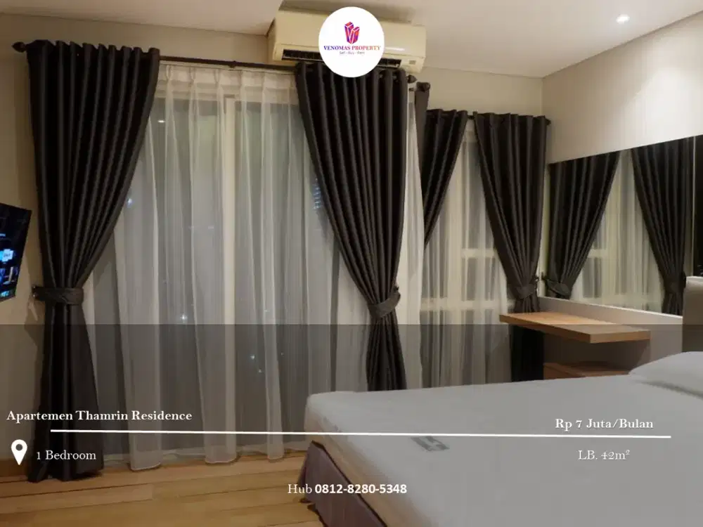 Disewakan Apartemen Thamrin Residence High Floor 1BR Furnished View GI