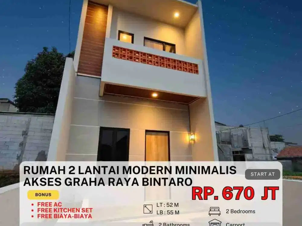Rumah 2 Lt Termurah Siap Huni dekat Akses Tol Perigi dan Graha Raya
