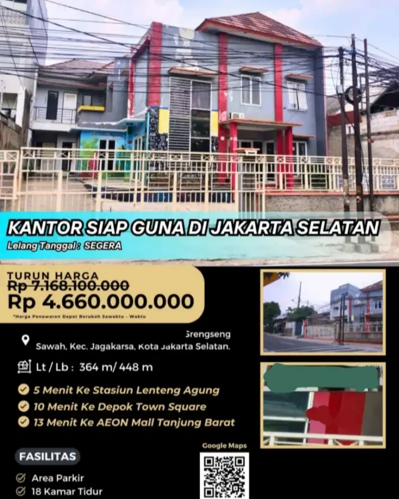 Dijual Rumah Kantor Srengseng Sawah Jagakarsa
