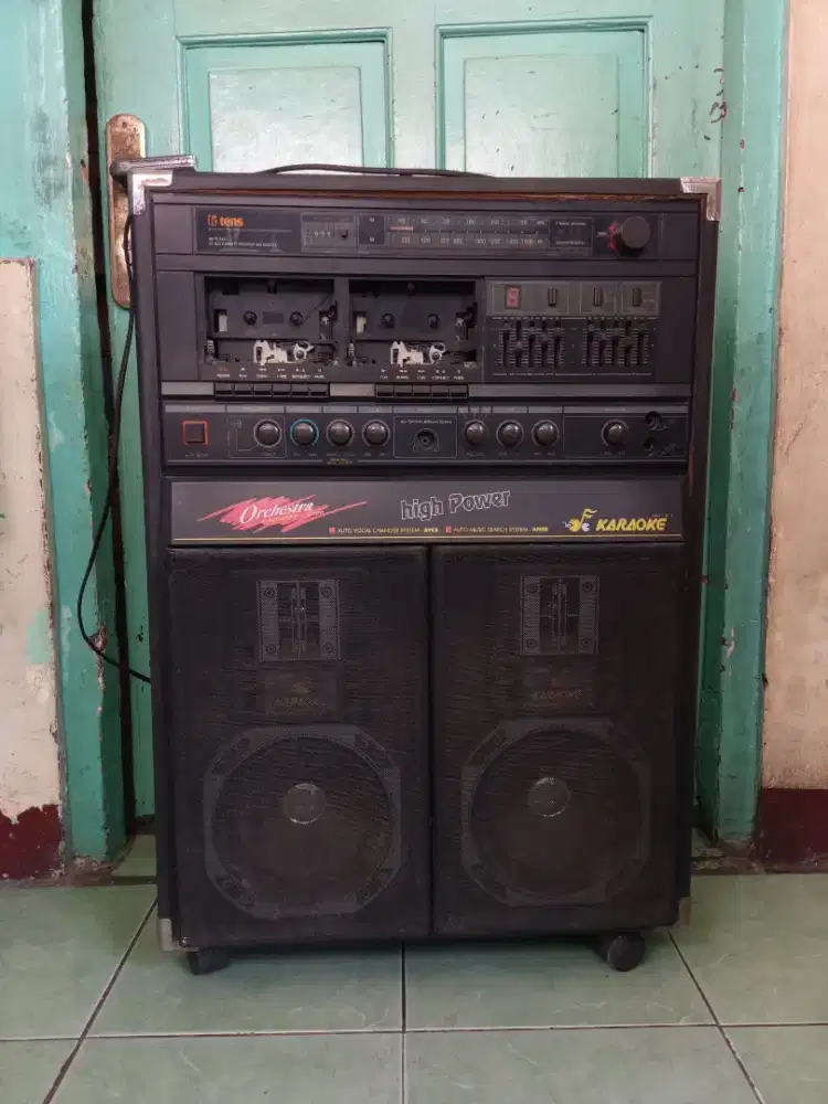 Tape deck/speaker aktif karoke merk tens