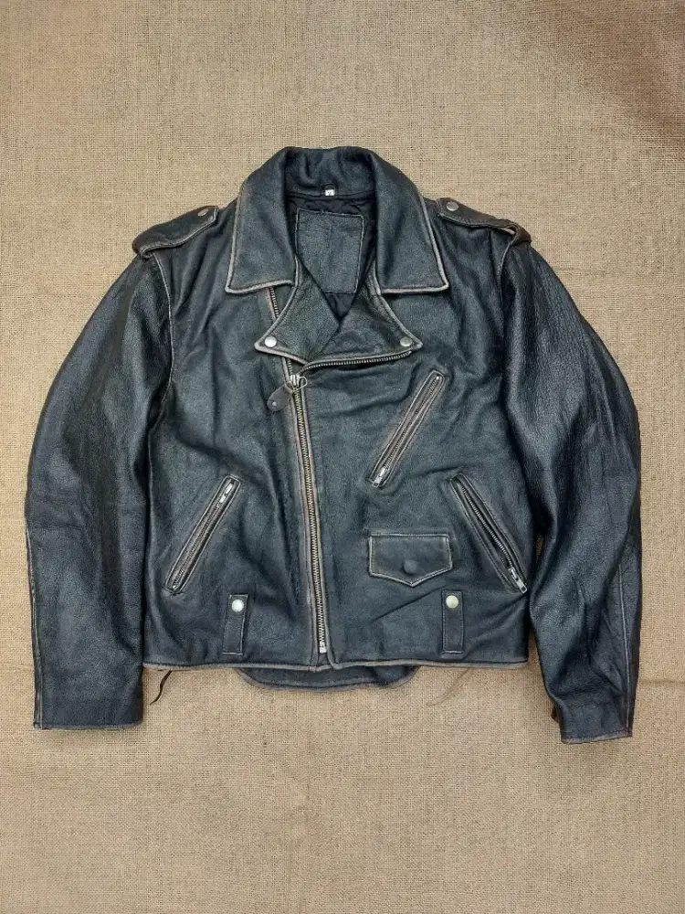 Jaket Kulit Vintage Biker Ramones Leather Jacket