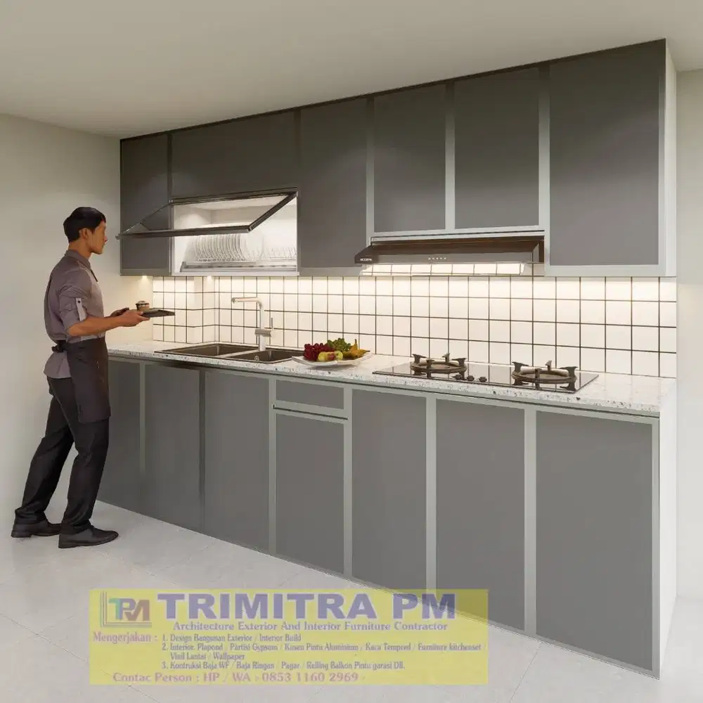 Kusen ALUMINIUM/ PARTISI GYPSUM /kitchen set Aluminium Acp
