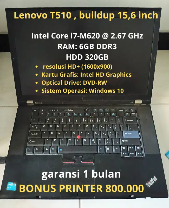 LAPTOP 15,6inch Lenovo T510 i7 high speed NORMAL bonus PRINTER 800RB