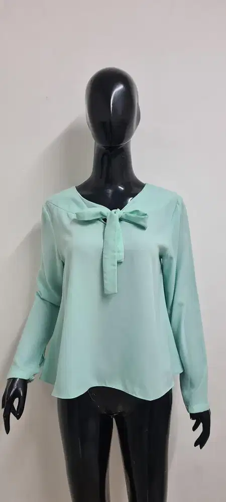 Blouse pita premium, kemeja blouse sea blue, atasan premium