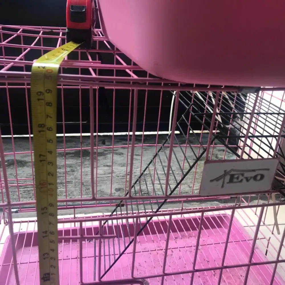 kandang besi pink merah muda kotak lipat 60x41x50(PxLxT) merek EVO