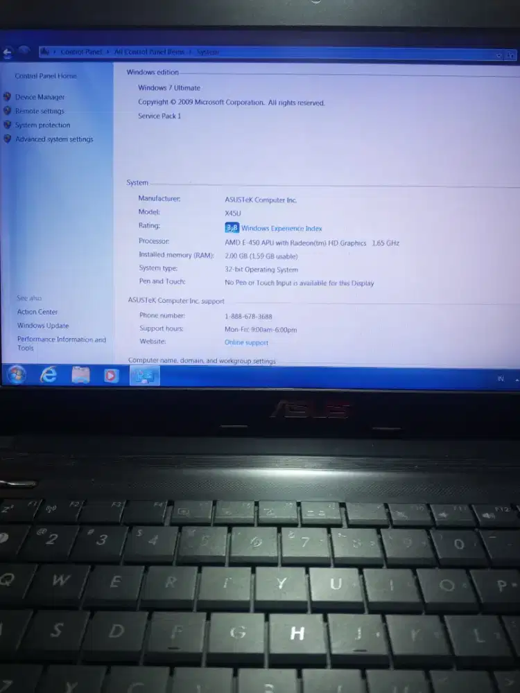 JUAL LAPTOP ASUS X45U MURMER