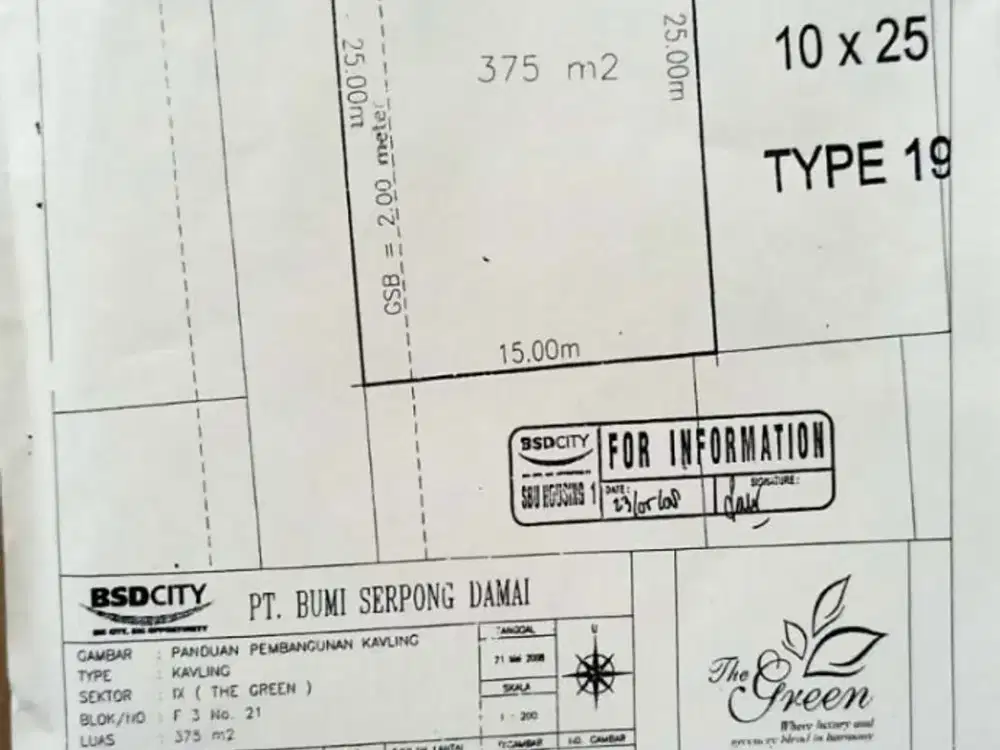 DIJUAL KAVLING DI THE GREEN BSD