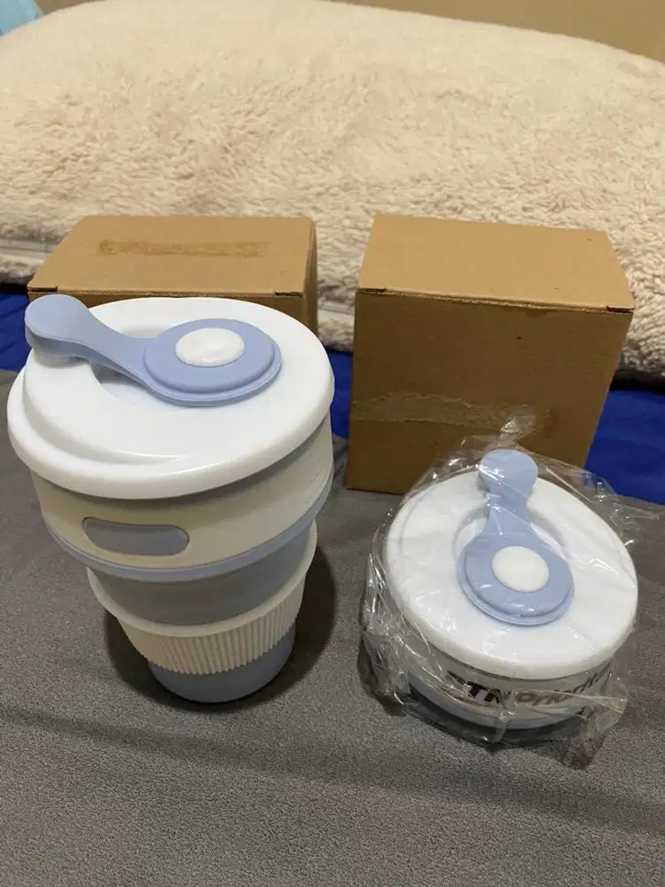 Jual Sovenir Gelas Lipat Silikon Foldable Coffee Cup 350ml