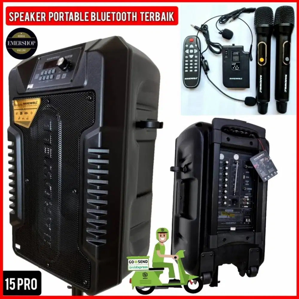 Speaker Aktif Portable Hardwell TurboVoice 15 PRO Inch 3 Wireless Mic