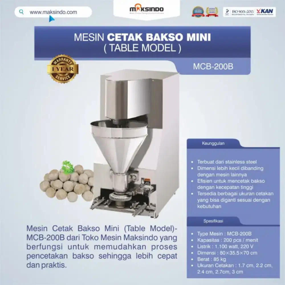 Mesin cetak bakso 200/menit