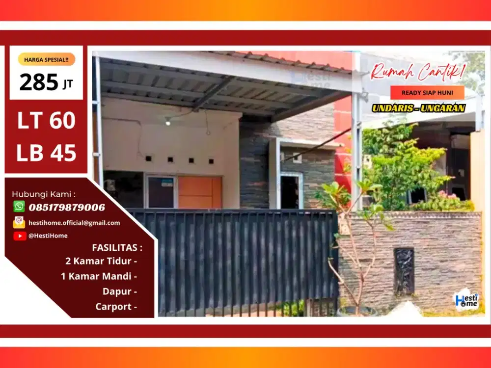 Rumah Siap Huni 285 Juta di Ungaran Dekat Kampus UNDARIS! SHM Siap Akad, Langsung Tempati!