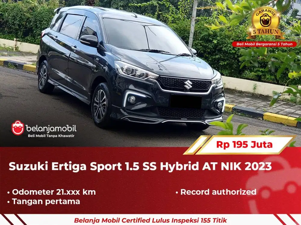 [ GARANSI 5TH ] Suzuki Ertiga Sport 1.5 SS Hybrid AT Hitam 2023/2024