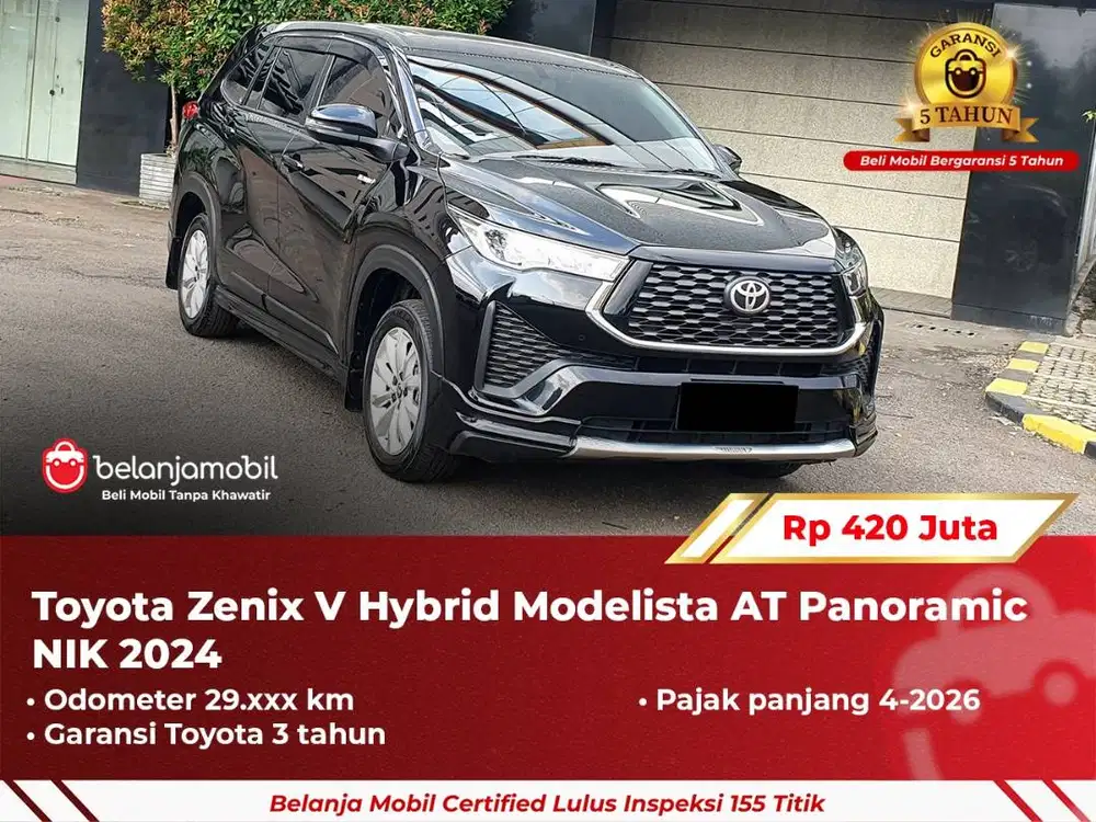[ GARANSI 5TH ] Toyota Zenix V Hybrid Modelista AT Hitam 2024/2025