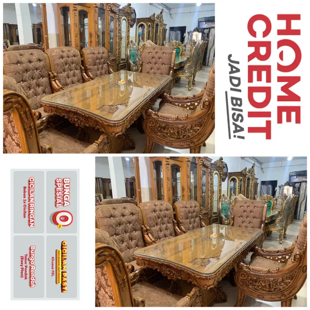 PROMO MEJA MAKAN MEWAH 6 KURSI 1 MEJA