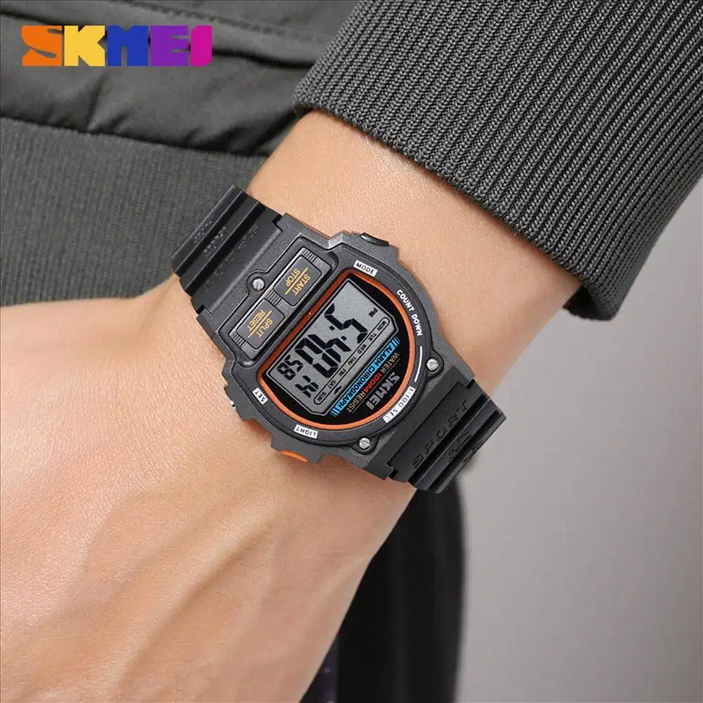 Jam tangan digital sport kasual ab2263 remaja dewasa black white water