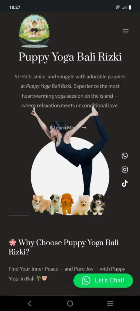 Puppy yoga Bali Rizky