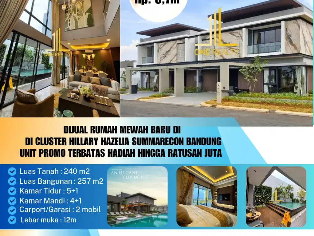 Dijual Rumah Mewah Baru di Cluster Hillary 2 Summarecon Bandung Harga Promo Unit Terbatas