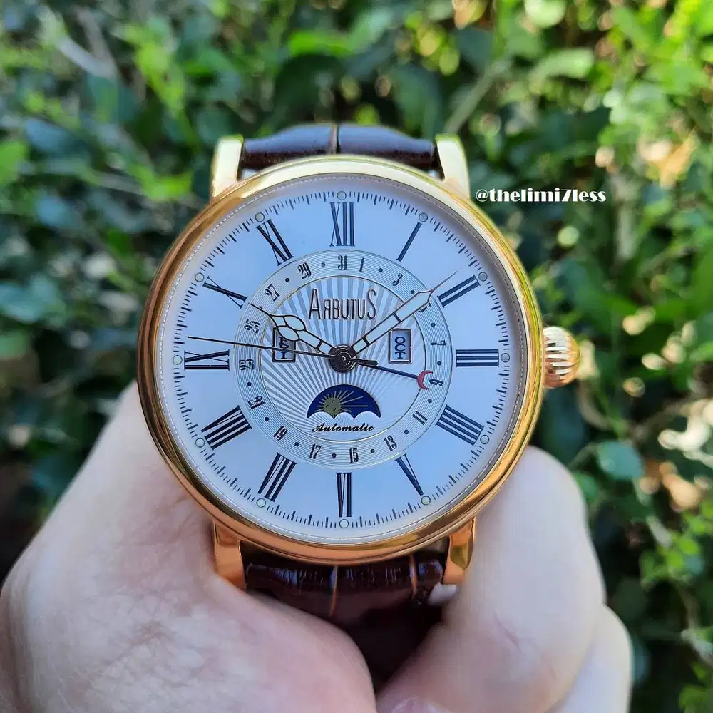 Jam tangan Arbutus automatic moonphase roman dial sapphire crystal
