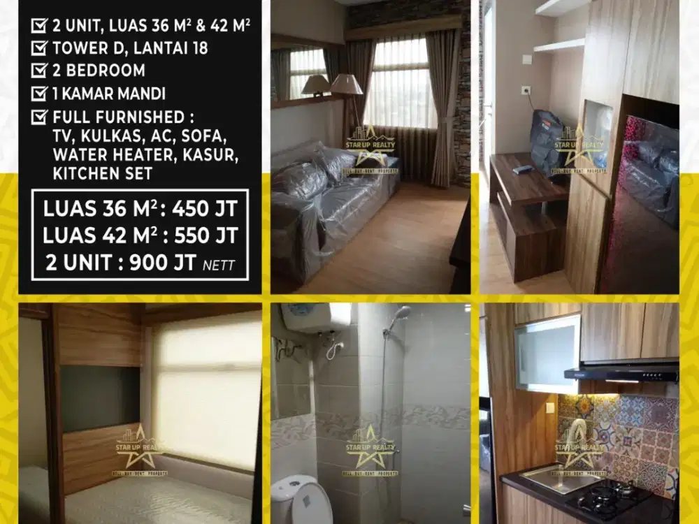 450 jt nego Dijual Apartemen Grand Asia Afrika 2 Bedroom Full Furnished bagus