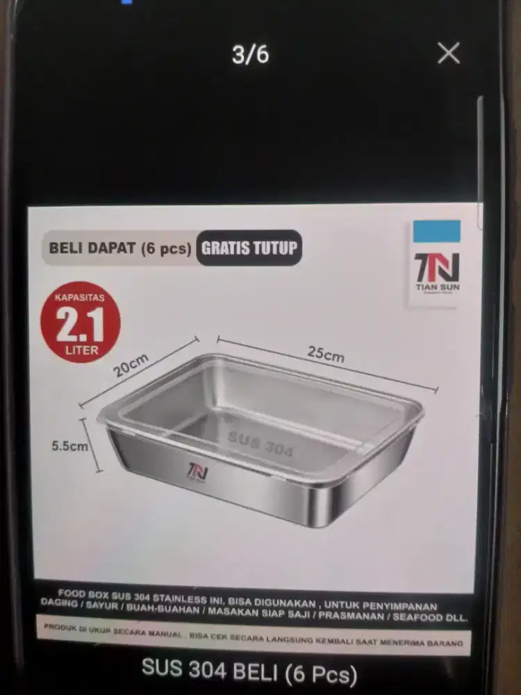 Wadah Stainless isi 16 pcs incl sendok dan tutup