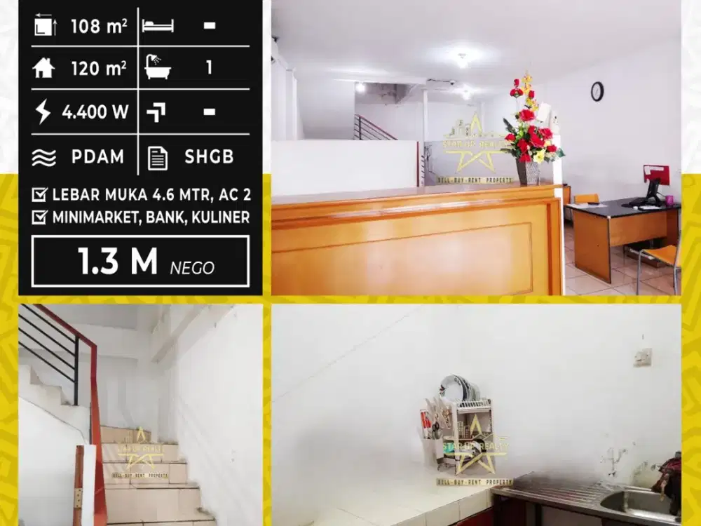 1,3 M dijual Ruko Padalarang lt 108 lb 120 dua lantai