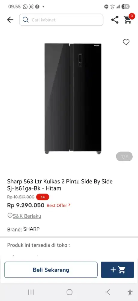 Sharp kulkas 2 pintu sj is61 ga bk
