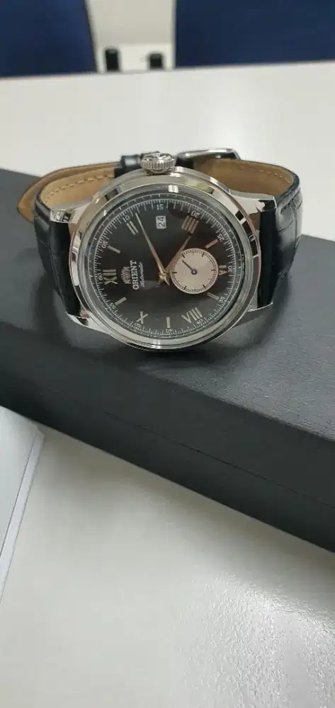jam tangan Orient Bambino small second RA-AP0101B automatic Black dial