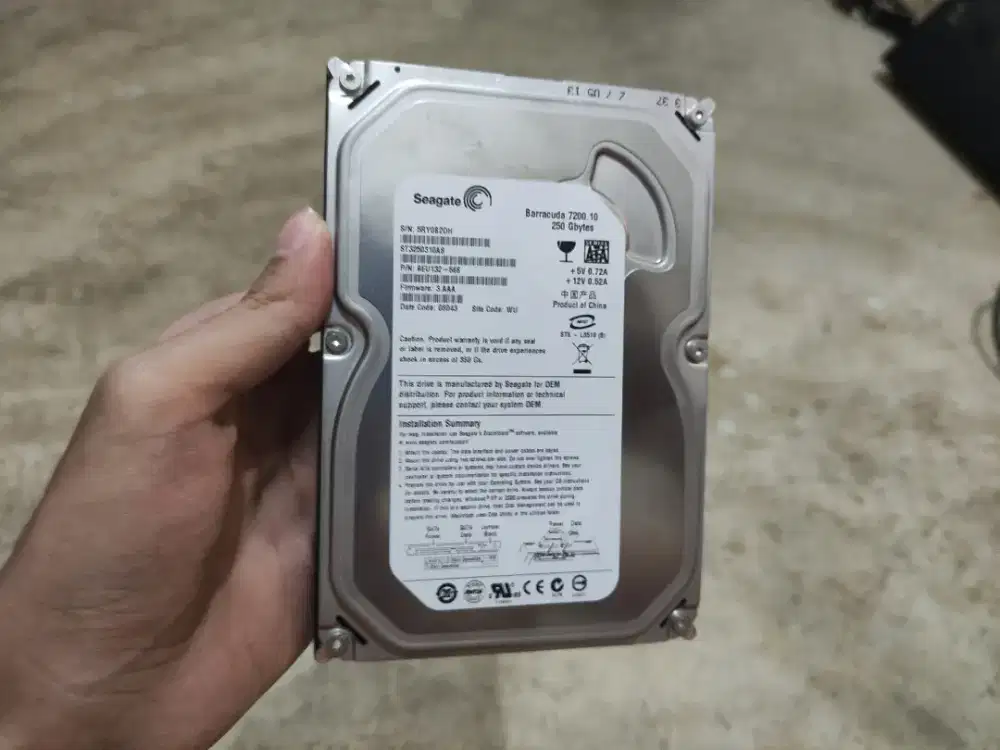Hardisk pc/komputer Seagate 250gb, bekas, sentinel 100% semua