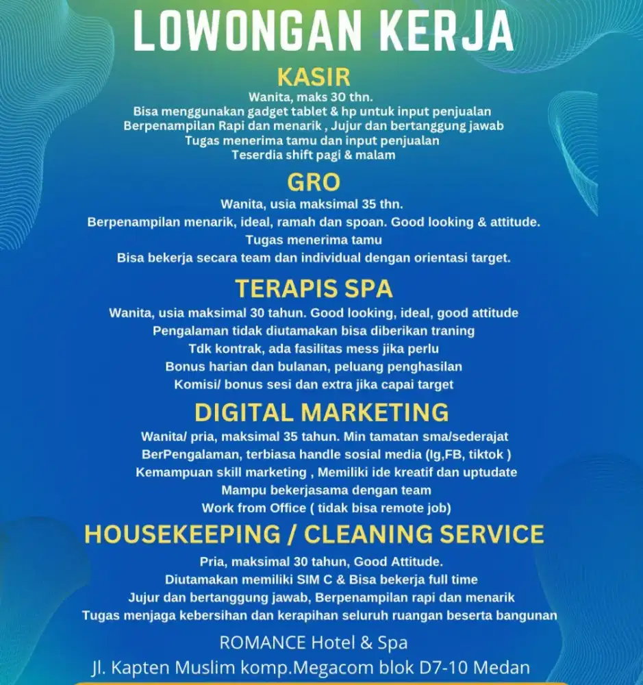 Dibutuhkan kasir, gro, digital marketing, cleaning service / kru
