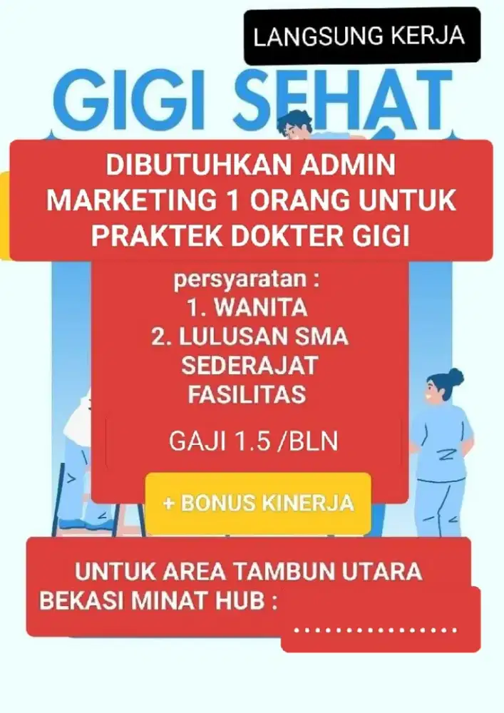 DI CARI ADMIN PRAKTEK DOKTER GIGI