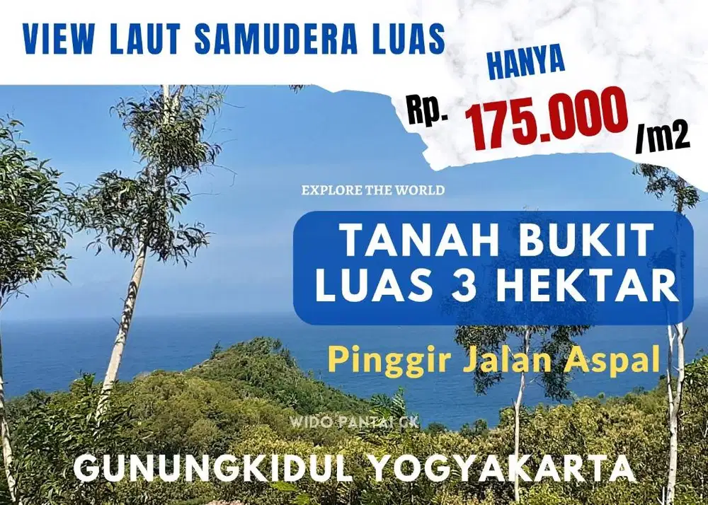 Jual Tanah Pantai Bukit Datar Pinggir Jalan Dekat Pantai Yogyakarta