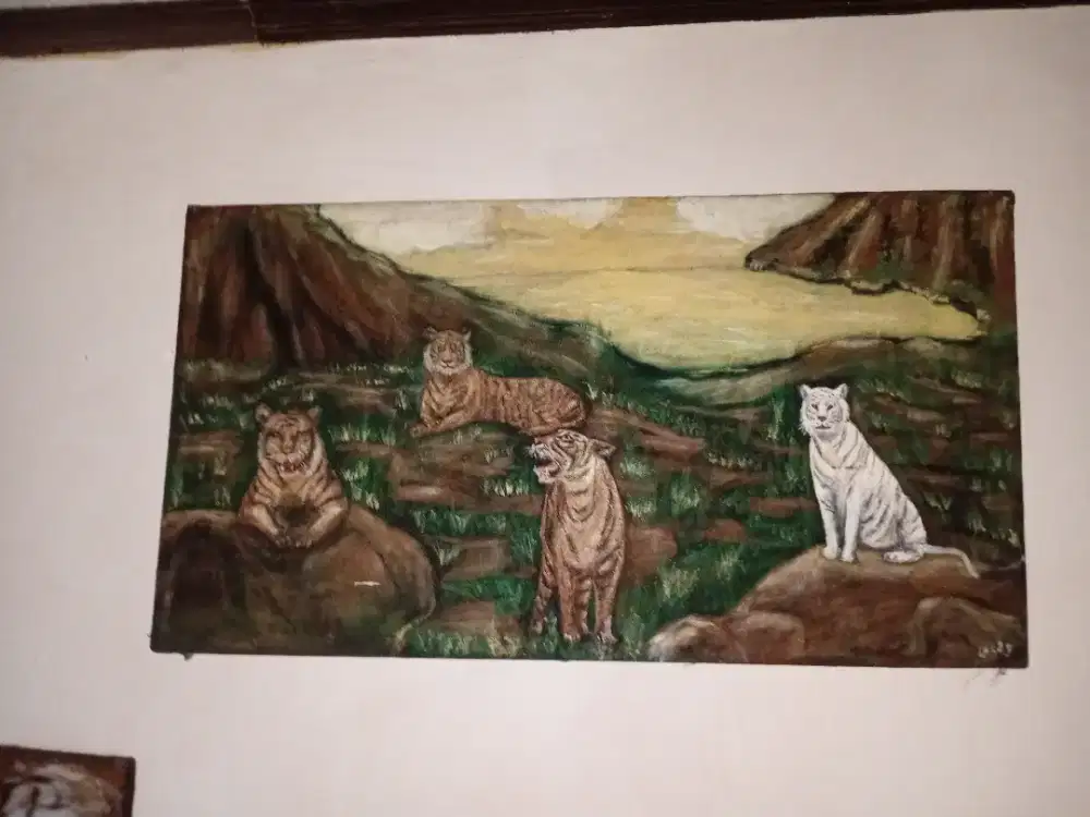 Lukisan kanvas harimau