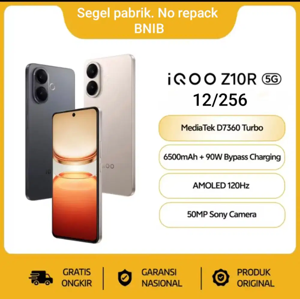 Iqoo Z10R 12/256. Baru. Segel pabrik. Garansi resmi 12 bulan