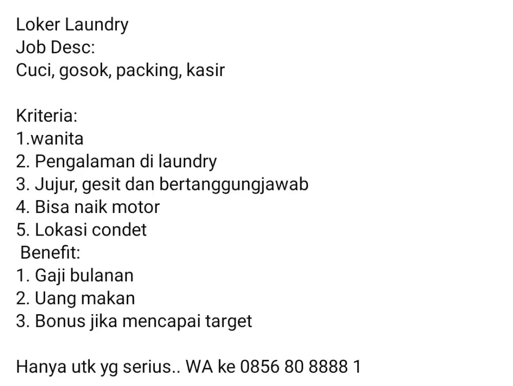 Karyawan Laundry